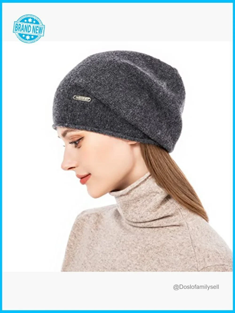 Knit Slouchy Beanie Soft Warm Winter Hat Cashmere Blend Ski Cap
